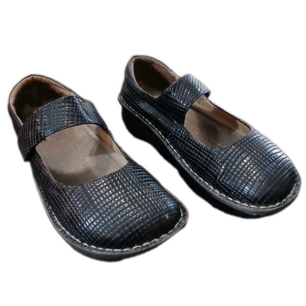 Alegria  Women's Paloma Jazzy Black Textured Leather  Shoes Sz 41 EU 10.5 US